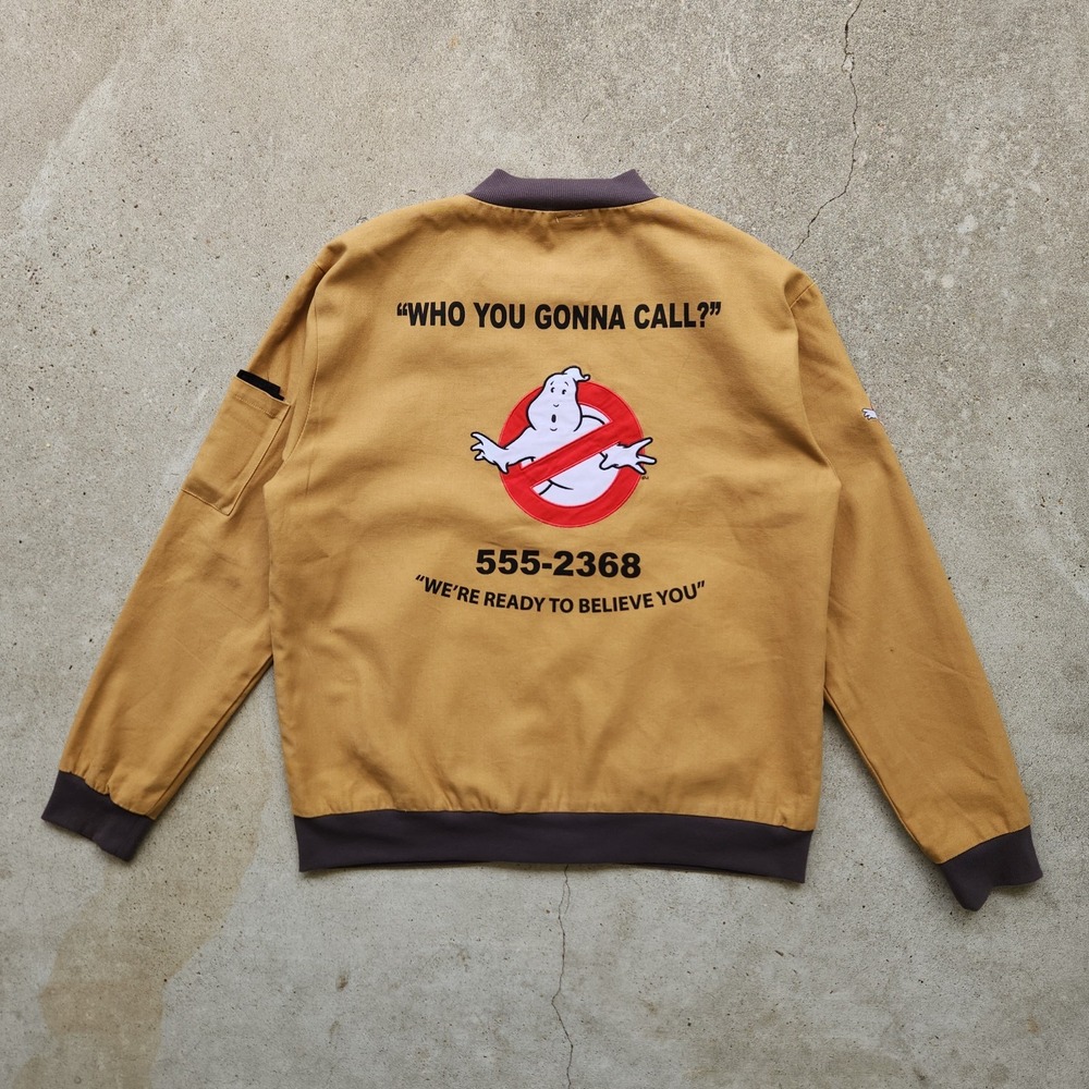 Ghostbusters Halloween Costume Jacket Size L Brown Long Sleeve Patches